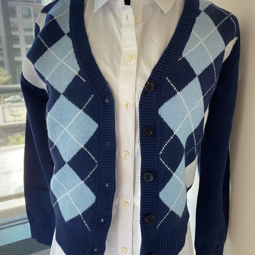 Brand New preppy blue plaid sweater